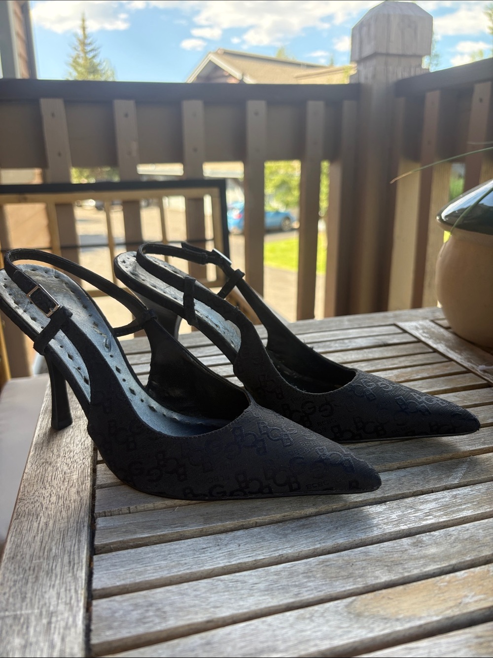 BCBGirls Black Pointed Slingback Heels